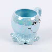 Tasse à boire en céramique pour enfants, mignon, bleu, dessin animé, poulpe sous la mer, Adorable, drôle