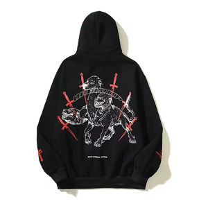 Gráfico personalizado Streetwear Pullover Sudadera con capucha moda de lujo personalizado Cropped Terry Plus Size Boxy Hoodie - Product Image 3