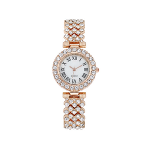 Reloj de pulsera de cuarzo para mujer con diseño romano y diamantes, esfera con diamantes, esfera pequeña y elegante - Product Image 4