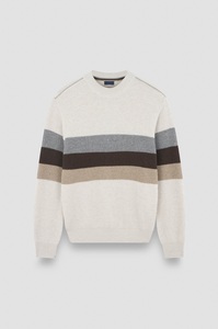 Suéter Masculino com Listras em Tons Neutros, Pulôver de Gola Redonda com Listras Horizontais para Looks Modernos - Product Image 2