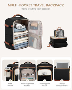 Sac à dos de voyage unisexe de grande capacité en Oxford imperméable avec fermeture à glissière Cubes d'emballage d'articles personnels approuvés par le vol - Product Image 4