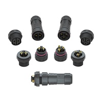 AHUA 300V 35A AC Power Plug M29 Wire to Panel Male Female Socket Assembly Power Cable Connector IP68 3PIN Wiring Joint