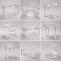 Table Basse Moderne en Acrylique Transparent Personnalisée, Forme Nuage, avec Rangement, pour Maison, Hôtel, Salon, Chambre à Coucher, Meuble de Luxe