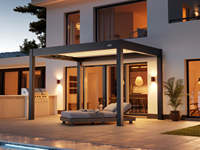 Pergola à toit à lames orientables électrique blanche 3x4m en aluminium de qualité supérieure avec éclairage LED, autoportante pour jardin, terrasse, cour