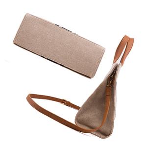 Grand sac fourre-tout en toile écologique personnalisable Beige coton moyen fermeture à glissière multi-fonction design rayé emballage alimentaire - Product Image 2