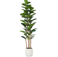 Pots de plantes 150cm feuille de violon détachable figuier dans un pot en plastique blanc