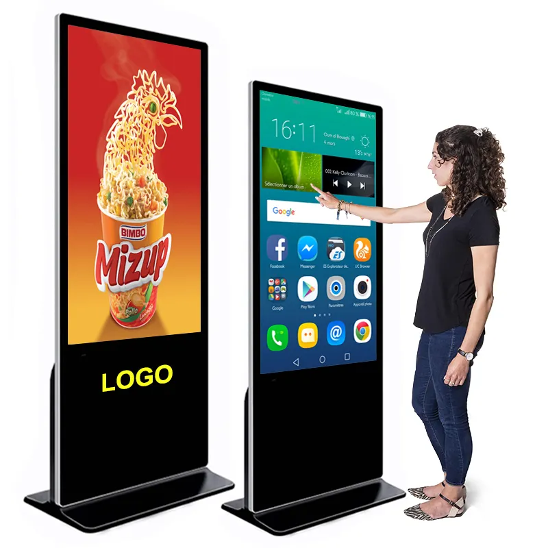 Kingone preço de fábrica, 43 "49" 55 "65" digital sinalização interativa tela lcd suporte de propaganda tela sensível ao toque