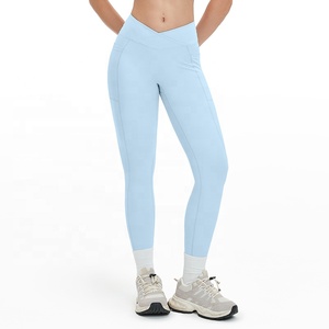 <span class=keywords><strong>Legging</strong></span> de yoga <span class=keywords><strong>sexy</strong></span> et tendance, froncé, uni, effet push-up, vêtement de sport et de gym, taille croisée en V personnalisée, extensible dans les quatre sens pour femme - Product Image 5