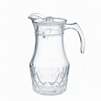 Pichet à eau 1700 ml en verre côtelé motif diamant avec poignée ergonomique – Distributeur de boissons grande capacité pour cafés, bars et événements festifs