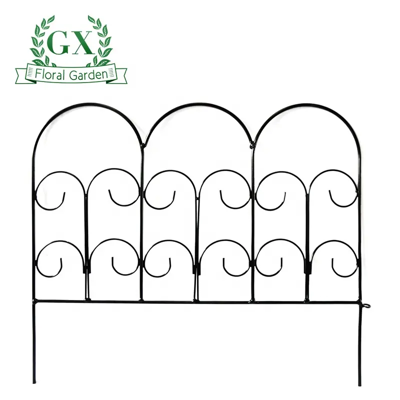 Rustproof Garden Fences Decorative Landscape Edging Barrier Folding Wire Border Flower Bed Fence for Garden Yard 5 Panels Black