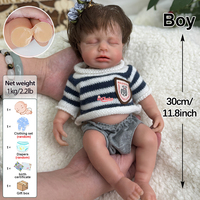 12 "Authentic Newborn Boy Ganzkörper Silikon puppe Stofftier Reborn LouLou Babe Hand implantiertes Haar Kuscheln Baby für Angst