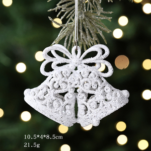 Decorazioni Natalizie in Plastica Glitterata con Forme di Fiocco di Neve, Stella a Cinque Punte e Angelo per Albero di Natale - Product Image 5