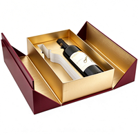 Boîte à vin double avec insert et séparateur en boîte rigide à couvercle rabattable et fermeture magnétique