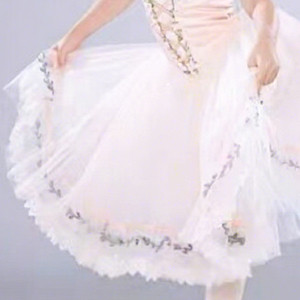 Costume de <span class=keywords><strong>danse</strong></span> lyrique pour filles, manches bouffantes roses, jupe longue en polyester, tenue de performance et de compétition pour enfants - Product Image 4