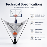 Machine de Retour de Ballon de Basketball Portable, Système de Filet de Rebond Automatique pour Entraînement au Tir, Aide à la Pratique du Jet en Acier Carbone Étanche pour la Maison
