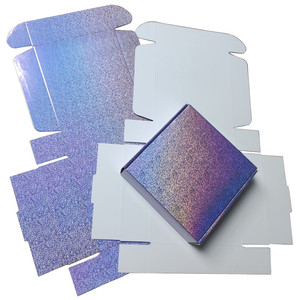 Mini <span class=keywords><strong>caja</strong></span> de papel holográfica con purpurina Lila Violeta brillante para joyería, pulsera, embalaje de venta - Product Image 6