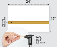 Plaques plastiques bicolores en ABS acrylique modifié, finition blanc mat doré, pour gravure laser CO2, 1/16'' (1,6 mm), 12''x24'' (1'x2')