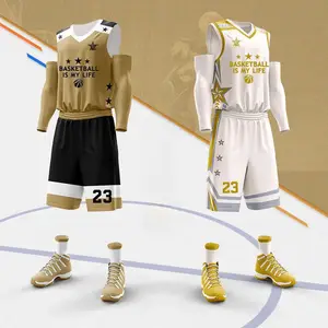 定制无袖升华篮球球衣套装新设计青年篮球制服套装