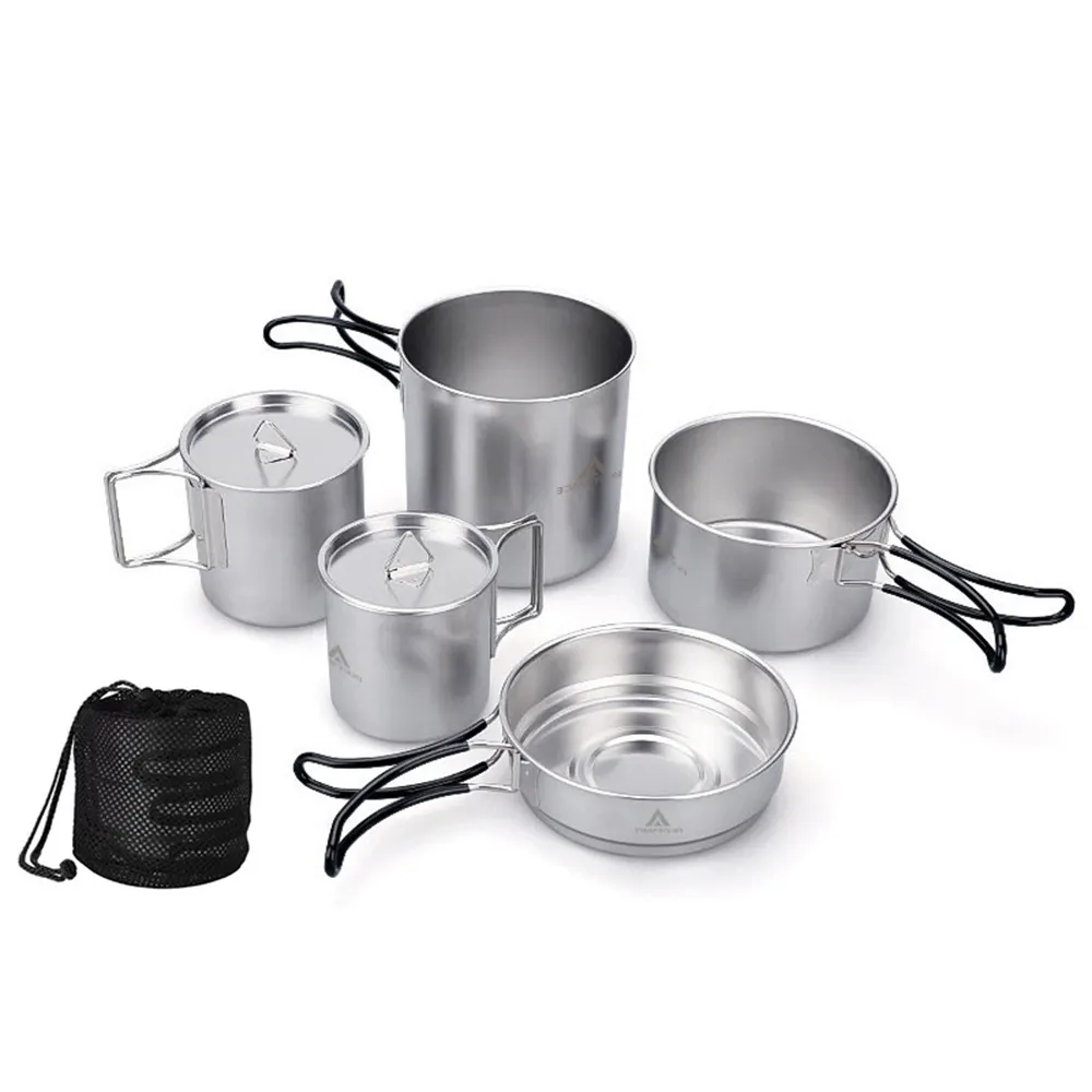 1.95 Liter Potketel Camping Kookgerei Set 1-2, Persoon Kampvuurketel Buiten Kookpot Potten Pan Voor Backpacken/