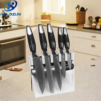 Ensemble de couteaux de chef en acier inoxydable de qualité alimentaire Royal Line avec logo personnalisé, 6 pièces, avec manche coloré doux pour une utilisation en cuisine