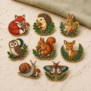 Badges en métal personnalisés en gros, motifs animaux de la forêt en relief, épingles détaillées pour vestes et sacs à dos - Product Image 2