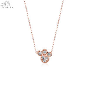 Collar con Colgante de Diseño de Pata de Animal, Joyería Fina Muy Popular, Oro Rosa Sólido de 18K, Colgante con Diamante Natural Real para Uso Diario - Product Image 1