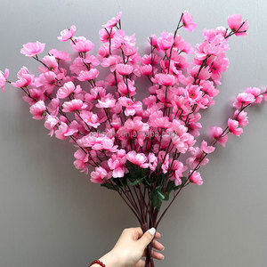 Ramo de flores de melocotón Flores artificiales de seda <span class=keywords><strong>Flor</strong></span> de cerezo Flores artificiales de melocotón para decoración de boda - Product Image 5