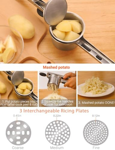 เครื่องบดมันฝรั่งแบบใช้มือทำจากสแตนเลส พร้อมด้ามจับซิลิโคน - Product Image 3