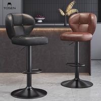 Ensemble de 2 tabourets de bar réglables, chaises pivotantes en cuir PU capitonnées avec dossier, hauteur de comptoir