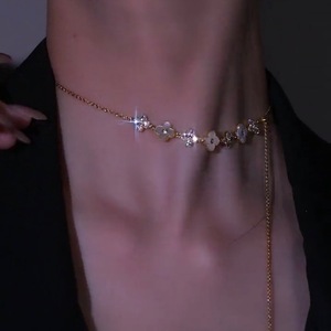Materiale di rame, può disegnare quattro foglia <span class=keywords><strong>collana</strong></span> di fiori - Product Image 5