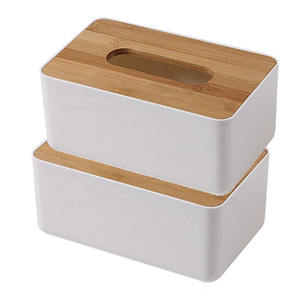 Customized bamboo rectangular paper tissue box holder house use napkin box