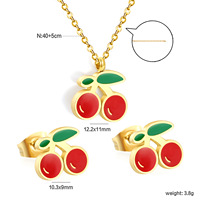 Europese & Amerikaanse Fruit Serie Bruidssieradenset Trendy Verguld Oorbellen & Ketting voor Vrouwen voor Feestelijke Gelegenheden