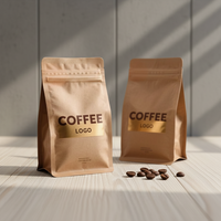 Sachets de café personnalisés avec valve unidirectionnelle et fond plat pour grains fraîchement torréfiés
