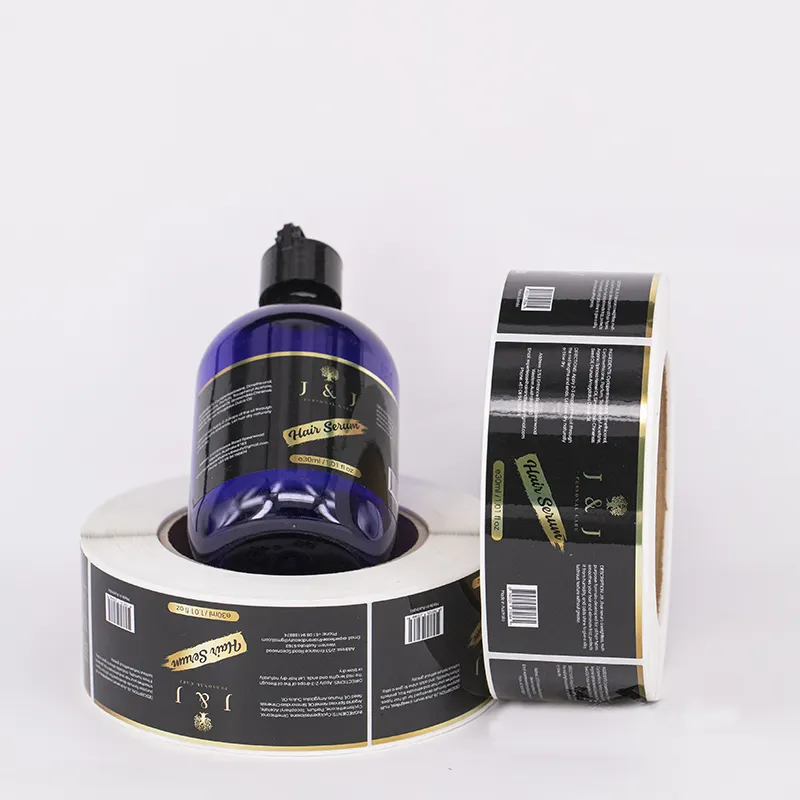 Benutzer definierte Luxus glänzende Haarwuchs Öl Flasche Etikett Druck rolle Beauty Supply Aufkleber Etikett
