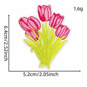 Patchs thermocollants brodés vert frais, motifs dessin animé, fleur, cœur, hibou, tulipe, ange, ours, papillon, champignon, boîte cadeau, crème glacée - Product Image 4