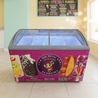Congelador Comercial con Puerta de Vidrio Deslizante para Exhibición de Helados, Equipo de Refrigeración con Certificación ETL