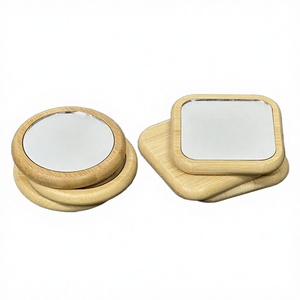 New Silver Finish Personalized Bamboo Desktop Cosmetic <b>Mirror</b> with Aluminum Insert Single-Sided - Product Image 3