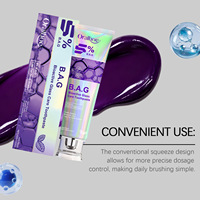 Vente en gros de 1000 pièces de dentifrice menthe violette avec logo personnalisé, améliore la luminosité du sourire et l'hygiène bucco-dentaire