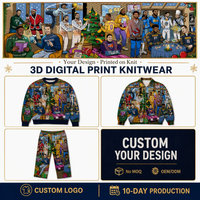 Cardigan unisexe personnalisé imprimé en 3D, à thème Noël et basketball, avec fermeture éclair intégrale, en viscose/coton, fabriqué en Chine