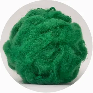 Green 15D 64MM Recycle Polyest Fiber For Spinning