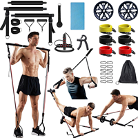Kit de barre de Pilates pour entraînement de force, yoga, fitness, rouleau abdominal et tonification complète du corps à domicile