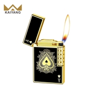 Briquet de poche vintage rétro à roue à silex, rechargeable au butane, flamme inclinée coupe-vent, pour camping en extérieur, cigares, cadeau pour homme