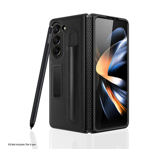 Con ranura para <span class=keywords><strong>S</strong></span> <span class=keywords><strong>Pen</strong></span> para <span class=keywords><strong>Samsung</strong></span> <span class=keywords><strong>Galaxy</strong></span> <span class=keywords><strong>Z</strong></span> <span class=keywords><strong>Fold</strong></span> 5 5G, funda con bisagra, funda protectora de pantalla completa con soporte magnético de cuero Litchi - Product Image 5