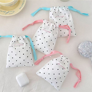 Dot-patterned Cotton Fabric Reusable Fashion Portable Dust-proof <b>Drawstring</b> <b>Bag</b> - Product Image 3
