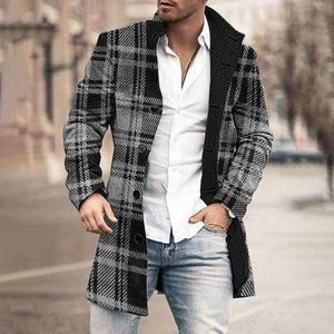 Nuovo soprabito Casual lungo monopetto da <span class=keywords><strong>uomo</strong></span> con motivo a quadri <span class=keywords><strong>Trench</strong></span> elegante da indossare - Product Image 5
