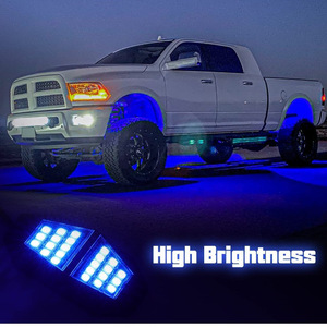 Off Road LED Underglow <b>Lights</b> 8pcs RGB Bluetooth App Control IP65 Dimmable DC Powered Plastic Body <b>Rainbow</b> Effect - Product Image 5