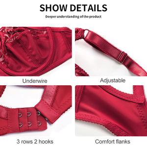2024 Offre Spéciale qualité grande taille Push up respirant confortable dentelle florale <span class=keywords><strong>soutien</strong></span>-<span class=keywords><strong>gorge</strong></span> à armatures pour les femmes - Product Image 5