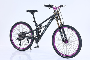 Bicicleta de montaña de <span class=keywords><strong>doble</strong></span> suspensión, bicicleta de montaña de carbono de 27,5 pulgadas, marco de <span class=keywords><strong>Mtb</strong></span> con freno de disco <span class=keywords><strong>doble</strong></span> de acero de 26 pulgadas con velocidad Variable - Product Image 6