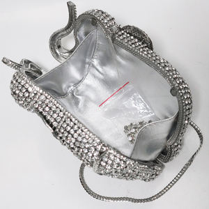 Luxo Cristal Elefante Pedra Animal Vestido Rhinestone <span class=keywords><strong>Clutch</strong></span> Moda Vestido Noite Sacos Embreagens De Casamento com Correntes Decoração - Product Image 4