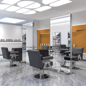 Miroir LED rectangulaire mural moderne avec cadre en métal, tactile intelligent, pour salon de coiffure, miroir décoratif - Product Image 1